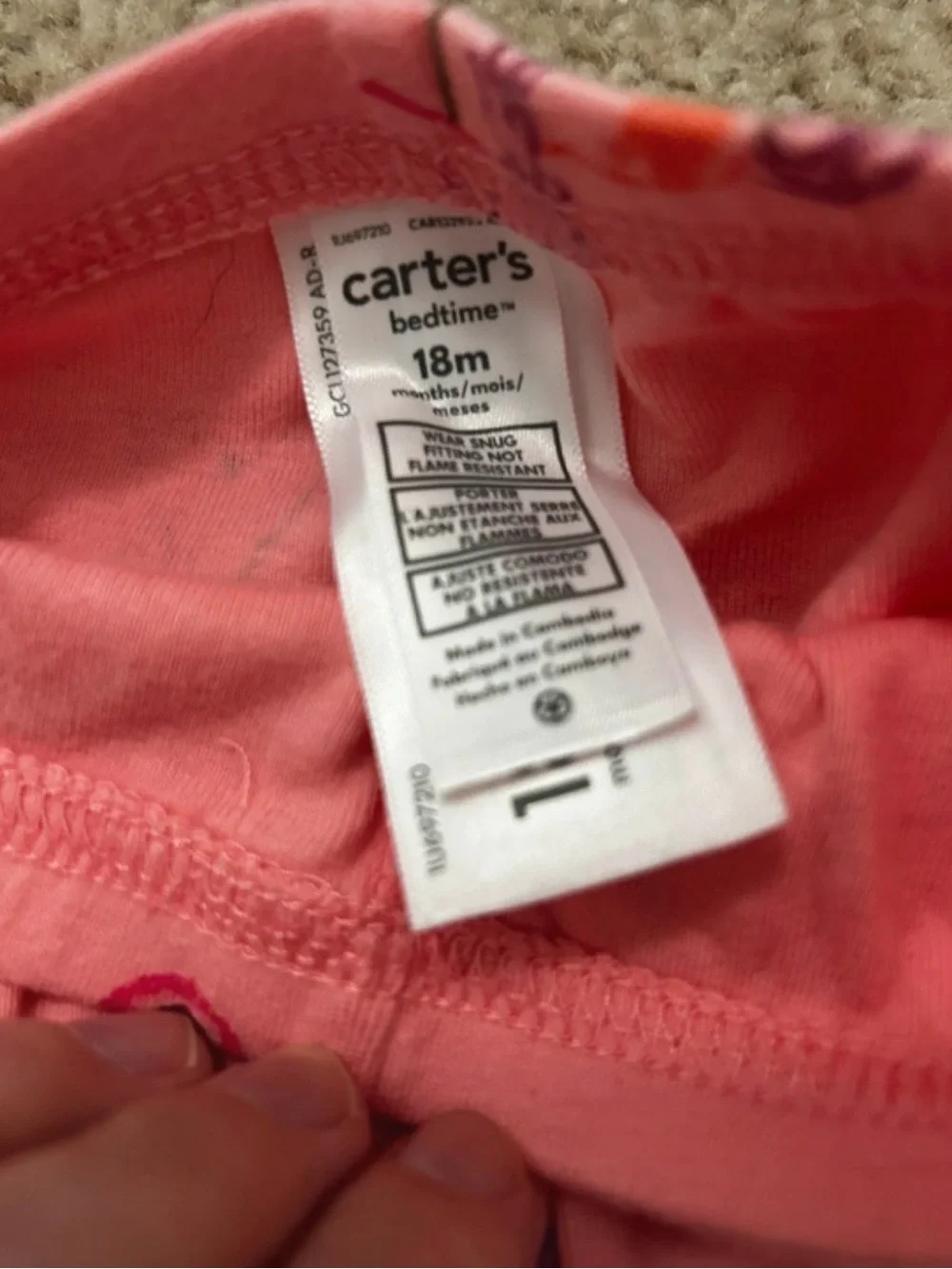Carter's Pink Unicorn Print Leggings